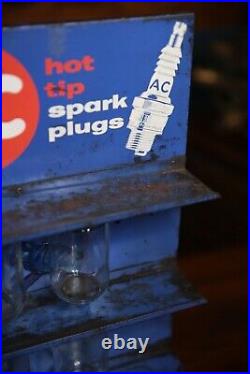AC Spark Plug sign Metal Display Rack gas Oil Gasoline Service Station vintage