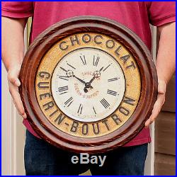 ANTIQUE Vintage Guerin Boutron Chocolat Chocolate Advertising Sign Tin Clock