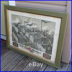 ANTIQUE Vintage Milwaukee Beer Pabst Brewery Lithograph Photo Framed Litho Sign