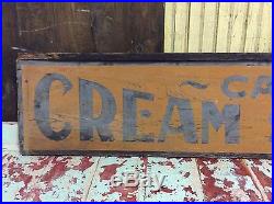 ANTIQUE Vtg 1880s CASH CREAM STATION Wood Trade Sign Dairy Store Advertising