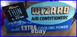 Air Conditioner Sign Wizard Old Double-Sided Vintage 1940's Department Store
