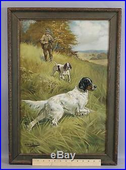 Antique G Muss-Arnolt, Forbes Shotgun Hunting Pointer Dog, Lithograph Poster, NR