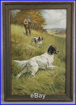 Antique G Muss-Arnolt, Forbes Shotgun Hunting Pointer Dog, Lithograph Poster, NR