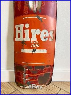 Antique Hires Root Beer Thermometer Sign Tin Metal Advertising Bottle Vintage