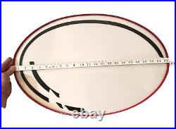 Antique Large Metal Sign Vintage Oval Red Metal Rim 15 X 22 Inch Lot Of 2