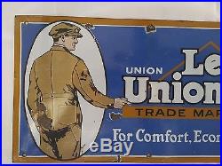 Antique Vintage Brilliant Lee Union-Alls Porcelain Sign