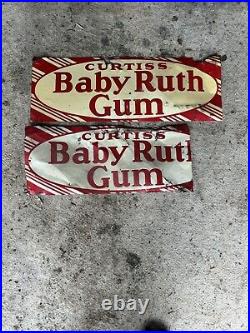 Antique Vintage Curtiss Baby Ruth Gum Metal Advertising Sign 9.75 x 27.5