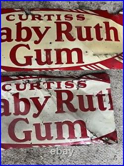 Antique Vintage Curtiss Baby Ruth Gum Metal Advertising Sign 9.75 x 27.5