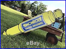 Antique Vintage Old Monroe Shock Absorber Sign. FREE SHIPPING