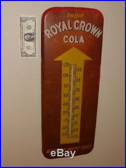 Antqe/Vtg DRANK ROYAL CROWN COLA, Soda Thermometer Sign, 512DONASCO 9-1951, Org, USA