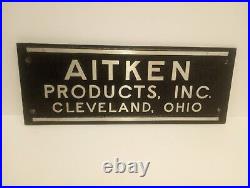 Authentic Original Vintage 16 Aitken Products Metal Sign Plaque Cast Aluminum