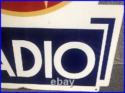 Authentic Vintage Philips Radio Die Cut Porcelain Advertising Sign 36x21