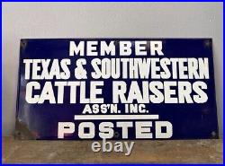 Authentic Vintage Texas & Southwest Cattle Raisers Association Enameled Sign