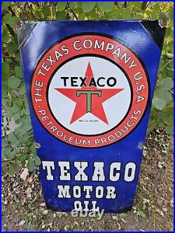 Beautiful Texaco Vintage Porcelain Gas Station Sign 48 X 24 Extremely Heavy