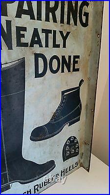Big Old Vintage Shoe Repair Flange Sign Goodyear Rubber