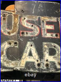 Big Vintage Neon Used Cars Sign Double Sided
