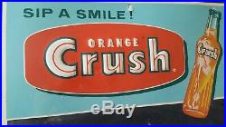 Big Vintage Original Orange Crush Embossed Tin Chalkboard Sign