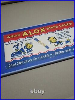 C. 1930s Original Vintage Wear Alox Shoe Laces Sign Nickle Dime Boots Framed COOL