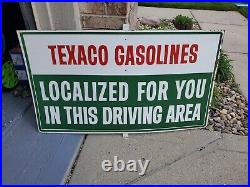 C. 1938 Original Vintage Texaco Gasoline Sign Metal Localized In This Area NOS