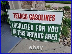 C. 1938 Original Vintage Texaco Gasoline Sign Metal Localized In This Area NOS