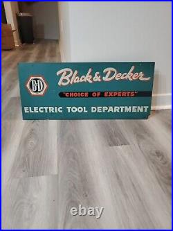 C. 1940s Original Vintage Black & Decker Sign Electric Tool Department Rack Top