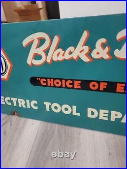 C. 1940s Original Vintage Black & Decker Sign Electric Tool Department Rack Top