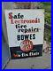 C-1940s-Original-Vintage-Bowes-Seal-Fast-Sign-Metal-2-Sided-Tire-Repair-Gas-Oil-01-ps