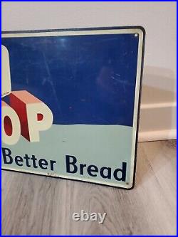 C. 1940s Original Vintage Enriched Tip Top Bread Sign Metal New York Wards RARE