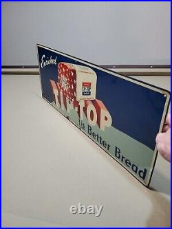 C. 1940s Original Vintage Enriched Tip Top Bread Sign Metal New York Wards RARE