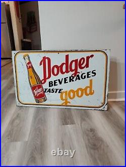 C. 1940s Original Vintage Hrobak's Fruit Beverages Sign Metal Embossed Grocery