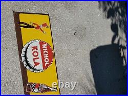 C. 1940s Original Vintage Nichol Kola Sign Metal Bottle Cap RC America Taste Soda