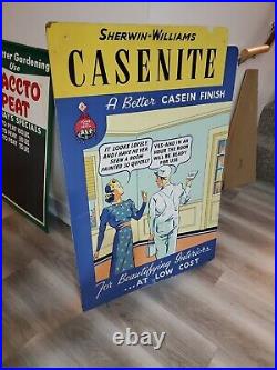 C. 1940s Original Vintage Sherwin Williams Paint Sign Casenite Window Advertise