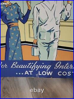 C. 1940s Original Vintage Sherwin Williams Paint Sign Casenite Window Advertise