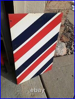 C. 1950s Original Vintage Barber Shop Sign Metal Stout Sign Co Gas Oil Soda Store