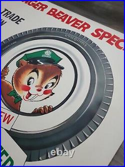 C. 1950s Original Vintage Cities Service Gas Sign Eager Beaver Tires Milemaster