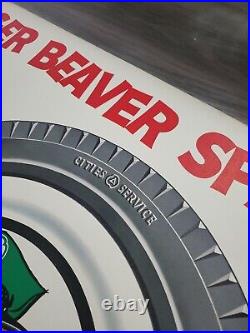 C. 1950s Original Vintage Cities Service Gas Sign Eager Beaver Tires Milemaster