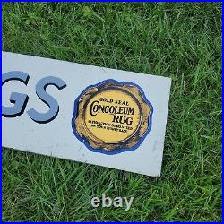 C. 1950s Original Vintage Congoleum Rugs Sign Metal Gold Seal Furniture Sears Gas