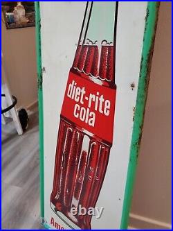 C. 1950s Original Vintage Diet Rite Cola Sign Metal Embossed Nehi RC Pepsi Coke