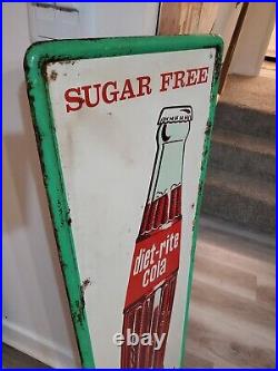 C. 1950s Original Vintage Diet Rite Cola Sign Metal Embossed Nehi RC Pepsi Coke