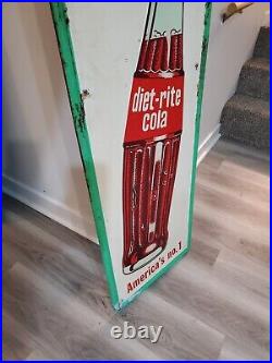 C. 1950s Original Vintage Diet Rite Cola Sign Metal Embossed Nehi RC Pepsi Coke