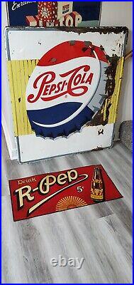 C. 1950s Original Vintage Diet Rite Cola Sign Metal Embossed Nehi RC Pepsi Coke