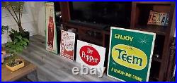 C. 1950s Original Vintage Diet Rite Cola Sign Metal Embossed Nehi RC Pepsi Coke