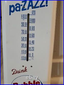 C. 1950s Original Vintage Drink Bubble Up Soda Sign Metal Thermometer Works! Coke