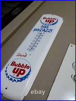 C. 1950s Original Vintage Drink Bubble Up Soda Sign Metal Thermometer Works! Coke