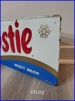 C. 1950s Original Vintage Drink Frostie Root Beer Sign Snowflake Snowman Soda Gas