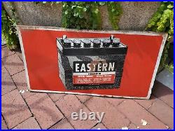 C. 1950s Original Vintage Eastern Battery Sign Metal Gas Oil Chevy Ford Dodge