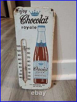 C. 1950s Original Vintage Enjoy Chocolate Royale Drink Metal Sign Donasco Dairy