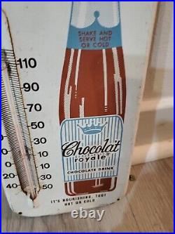 C. 1950s Original Vintage Enjoy Chocolate Royale Drink Metal Sign Donasco Dairy