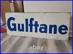 C. 1950s Original Vintage Gulf Gas Sign Metal Gulftane Oil Florida Premium Rare