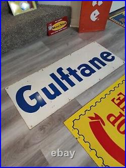 C. 1950s Original Vintage Gulf Gas Sign Metal Gulftane Oil Florida Premium Rare